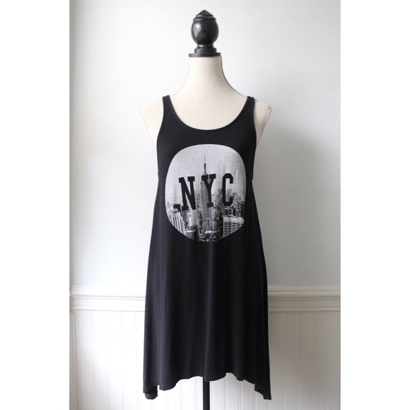 NYC Black Tank Dress with Caged Back XS/S - Picture 1 of 11